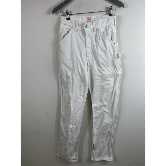 Vintage Edwin 101 Carpenter Jeans Size 28x34 White Made In Japan (Flaws)